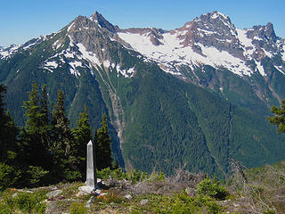 Monument 56, the Pleiades, Mt Larrabee, and the Border Peaks