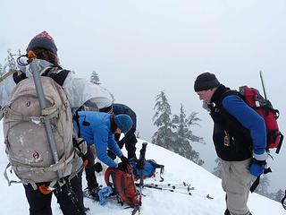 Packin' up and heading off the summit