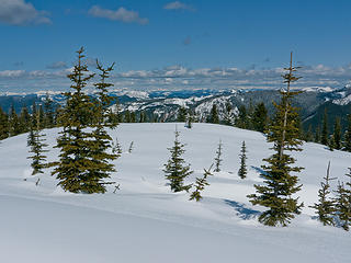 Summit parking lot.  Can you find the outhouse? 
Sun Top 4/7/12