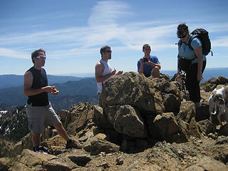 AB surrounded by boys on Earl Peak