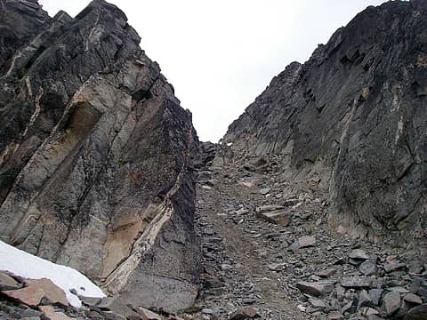 Looking back up the gulley