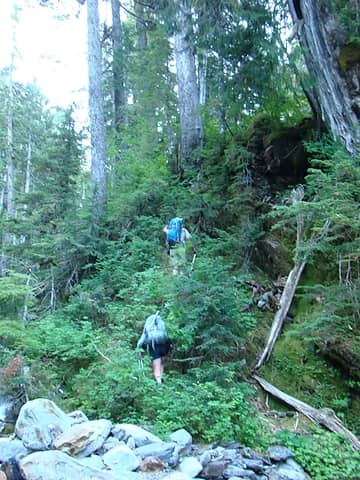 After crossing Rustler Creek, we climbed steep, but passable terrain.
