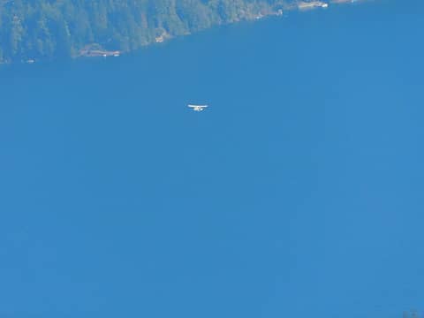 float plane that had just taken off from the lake