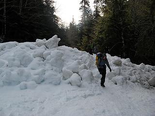First avalanche across the road