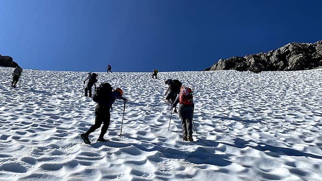 Climbing up the first snowfield