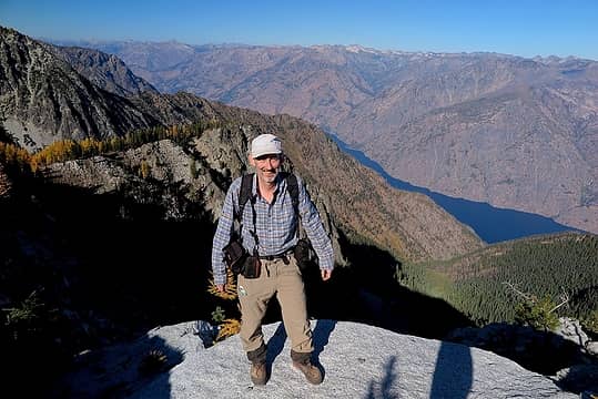 Me on Graham summit, looking east across Lake Chelan