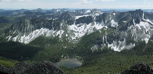 Crater Lakes Basin with Mt. Bigelow to the Right, Martin behind, North and South Navarre background left.