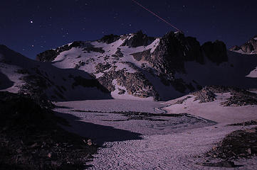 A big moon in July 2007 produced an eerie look in the Enchantments.