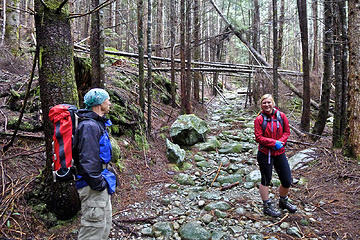 The first part of the Eight Mile trail is an old logging road that had eroded down to  large boulders