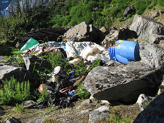 Dispersed campers apparently hauled a$$, but not much else, as they were dispersing.  2007 Photo.