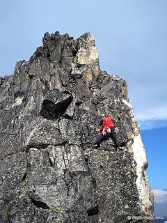 Climbing Tenpeak upper NW Ridge.