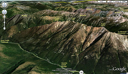 Point 7157 Route viewed from high perspective in Google Maps Earth View