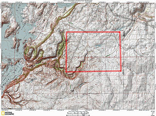 Northrup Canyon - 'apparent' headwaters area outlined in red.