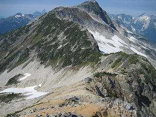 Hiking along the crest of the ridge to the summit