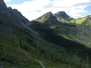 PCT.  Woody Pass from Rock Pass 9/2/12.  Plenty snow up there for water.