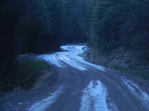 Icy Road down to the TH