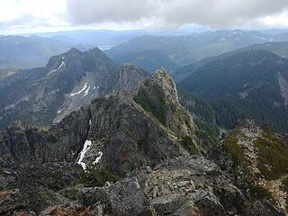 From the summit, looking to Denny Mountain with a lot of the route visible