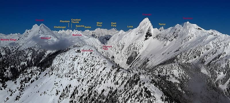 A full range of North Cascades emotion in this photo: Mystery, Challenge, Damnation, Fury, Terror, Despair, Triumph