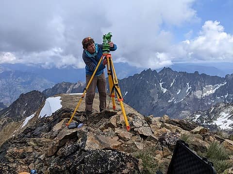 Surveying Cardinal Peak, June 2023 (photo by Nick)