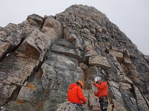 At the base of the crux