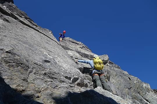 The final low fifth class pitch to Austera's summit