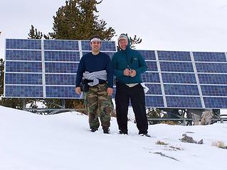 My friend and I on top.  A solar array mars the top but not uncommon on the tops of high desert peaks.