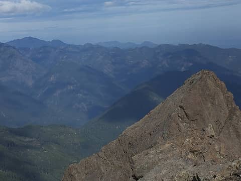 Summit shot, nose of Washington in foreground
