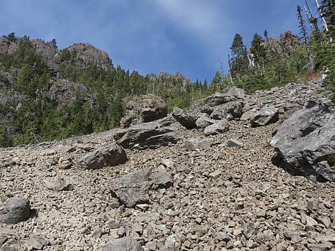 Lower scree slope before ravine