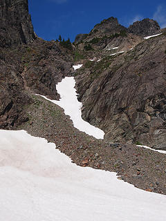 The Steep Snow Gully to Ascend