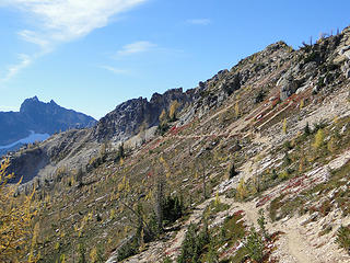 PCT traverses along cliffs and scrabbly talus fields.