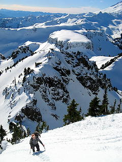 Ascending the Herman summit ridge