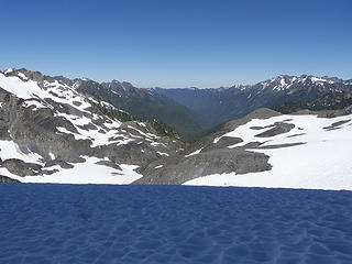 View to the Hoh river valley beyond the low point in the ridge