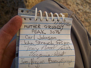 Summit Register.  All the entries were dated 2006.