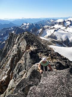Jessica and Tom running the ridgeline to the top of Blum.