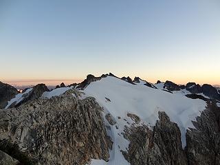 Sunset on Hagan. Glacier Peak in back left.