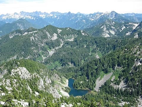 Hatchet Lake with just the tip of Derrick Lake