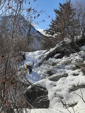 Bushwhacking up the south face