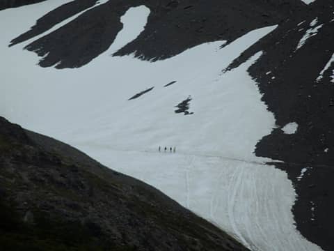 hikers on martial glacier trail