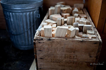 Woodwork; "Men's Red High Booties" wood box