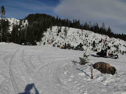Cast of snowmobiles below Hex.