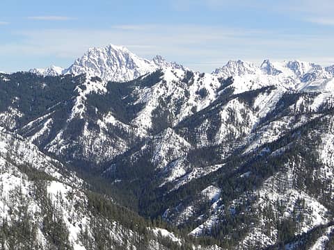 Stuart and Enchantment peaks from Hex Mountain summit.