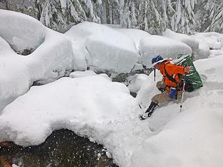 Barry testing the snow bridge..
