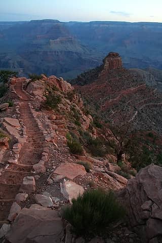 O'Neil Butte from Cedar Ridge - hiking along the South Kaibab Trail, heading into the depths... Pre-dawn, Grand Canyon, July 20, 2007.
