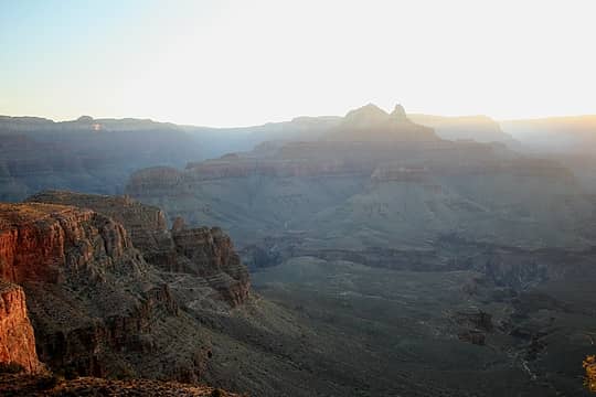 Sunrise on South Kaibab Trail. Grand Canyon, July 20, 2007.