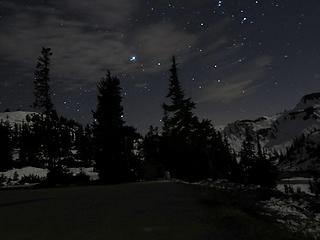 Stars above the Heather Meadows parking lot, 8:40pm