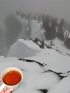 Summit tea, looking back down at the false summit