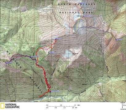 Map of trips from the Monogram/Lookout trailhead