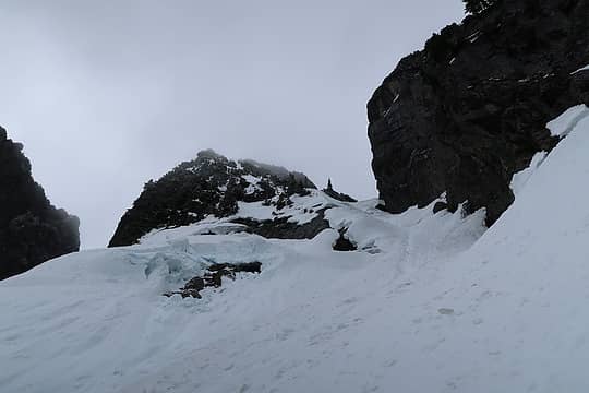 heading up the gully