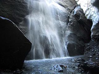 Snow cave waterfall