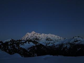 Star coming out above Shuksan